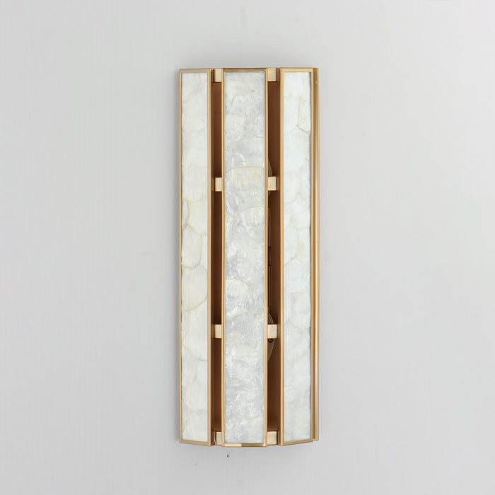 Myhouse Lighting Maxim - 12801CZNAB - Two Light Wall Sconce - Miramar - Capiz / Natural Aged Brass