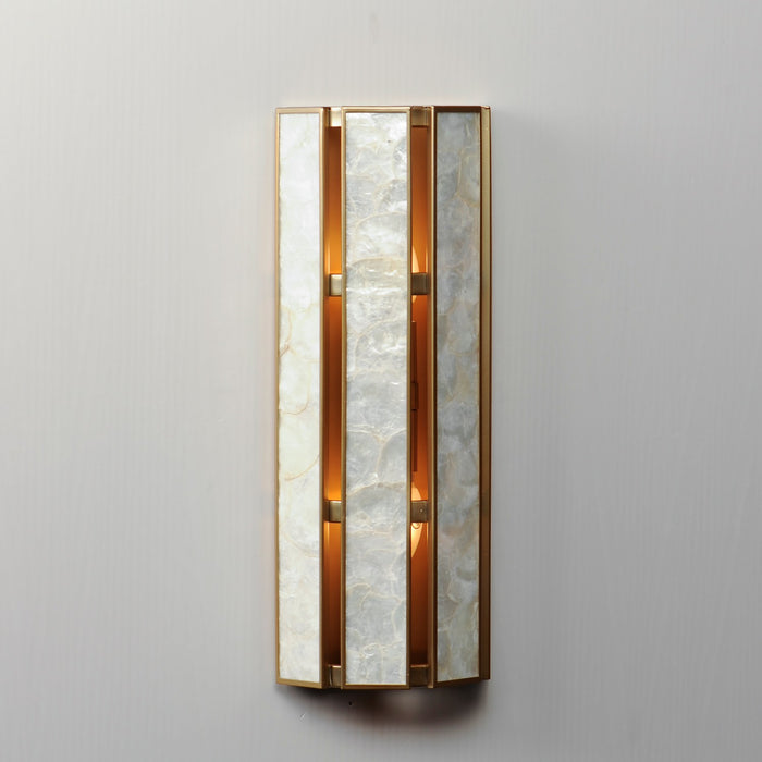 Myhouse Lighting Maxim - 12801CZNAB - Two Light Wall Sconce - Miramar - Capiz / Natural Aged Brass