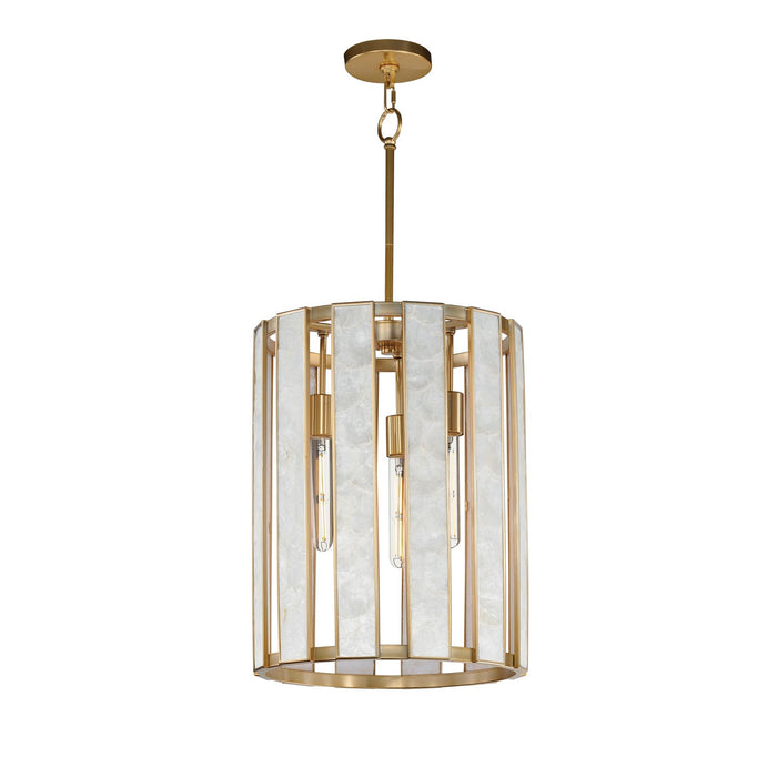 Myhouse Lighting Maxim - 12802CZNAB - Three Light Foyer Pendant - Miramar - Capiz / Natural Aged Brass