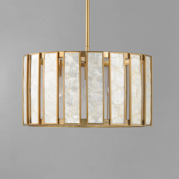 Myhouse Lighting Maxim - 12803CZNAB - Three Light Pendant - Miramar - Capiz / Natural Aged Brass