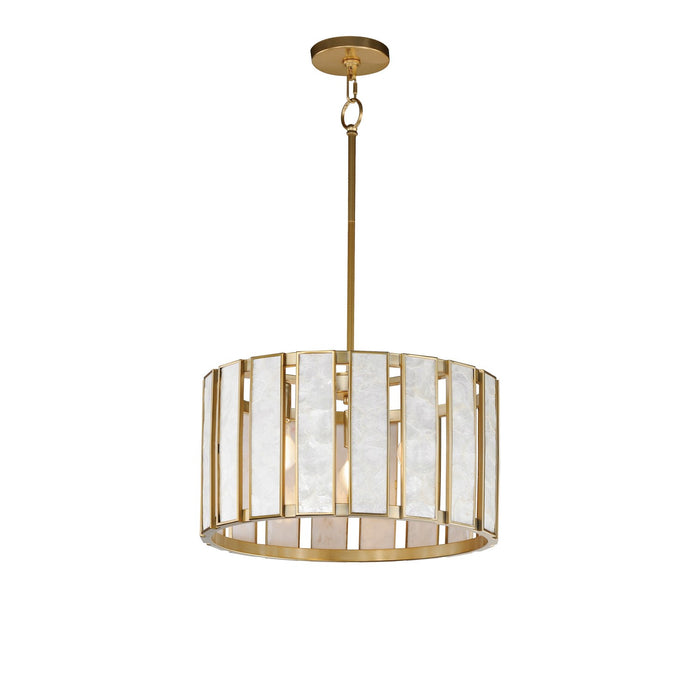 Myhouse Lighting Maxim - 12803CZNAB - Three Light Pendant - Miramar - Capiz / Natural Aged Brass