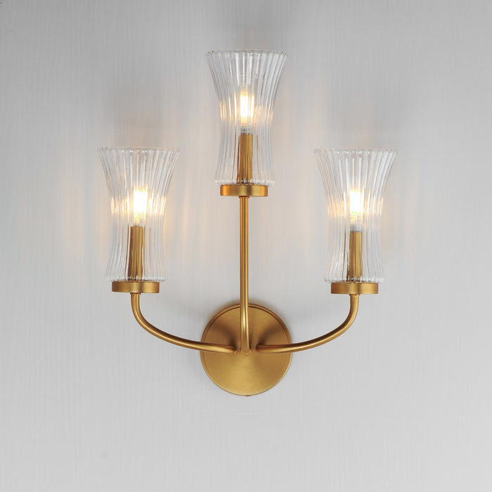 Myhouse Lighting Maxim - 16153CRNAB - Three Light Wall Sconce - Camelot - Natural Aged Brass