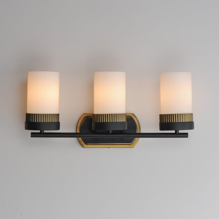 Myhouse Lighting Maxim - 32652SWBKAB - Three Light Bath Vanity - Ruffles - Black / Antique Brass