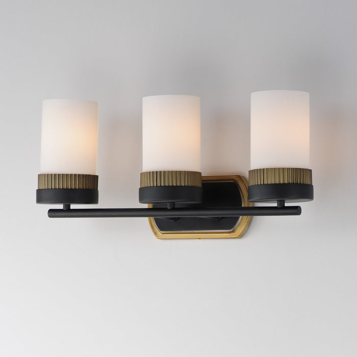 Myhouse Lighting Maxim - 32652SWBKAB - Three Light Bath Vanity - Ruffles - Black / Antique Brass