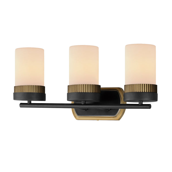 Myhouse Lighting Maxim - 32652SWBKAB - Three Light Bath Vanity - Ruffles - Black / Antique Brass