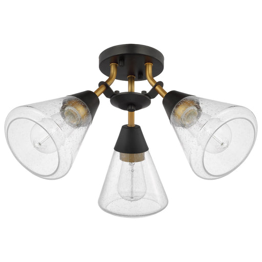 Myhouse Lighting Nuvo Lighting - 60-7684 - Three Light Semi Flush Mount - Starlight - Matte Black / Natural Brass