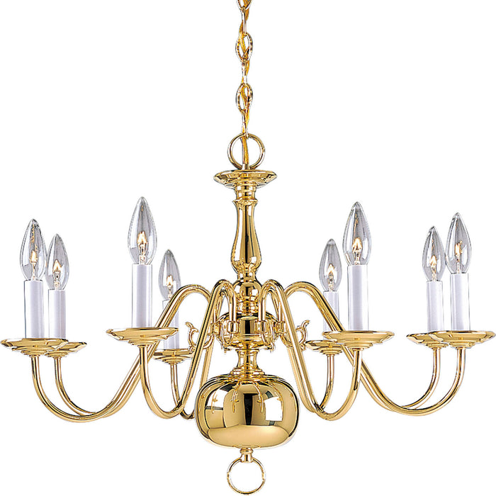 Myhouse Lighting Progress Lighting - P4357-10 - Eight Light Chandelier - Americana - Polished Brass