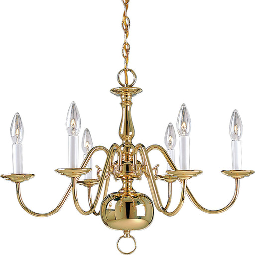 Myhouse Lighting Progress Lighting - P4356-10 - Six Light Chandelier - Americana - Polished Brass