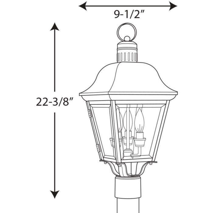 Myhouse Lighting Progress Lighting - P5487-20 - Three Light Post Lantern - Andover - Antique Bronze