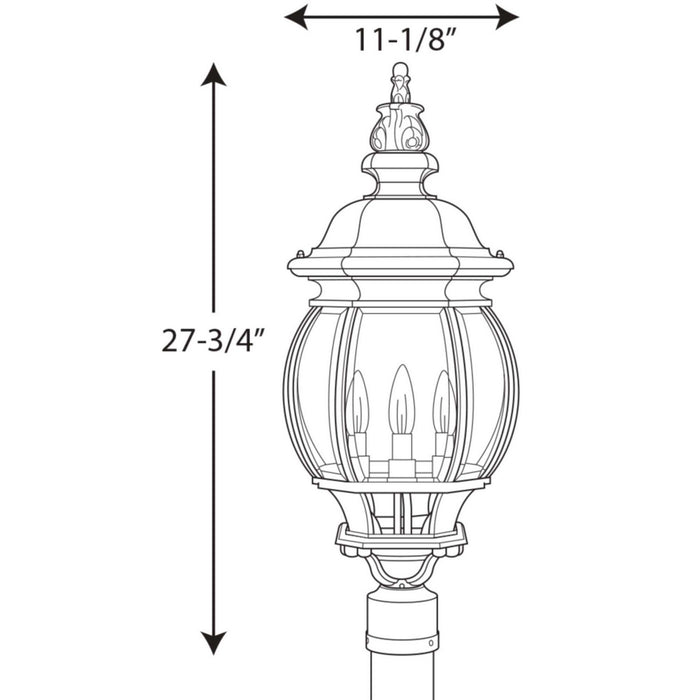 Myhouse Lighting Progress Lighting - P5401-31 - Four Light Post Lantern - Onion Lantern - Textured Black