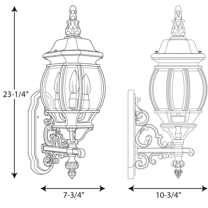 Myhouse Lighting Progress Lighting - P5700-31 - Three Light Large Wall Lantern - Onion Lantern - Textured Black