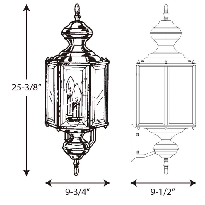 Myhouse Lighting Progress Lighting - P5730-10 - Three Light Wall Lantern - BrassGUARD Lantern - Polished Brass