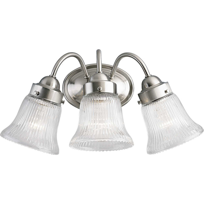 Myhouse Lighting Progress Lighting - P3289-09 - Three Light Bath Bracket - Fluted Glass-Clear - Brushed Nickel