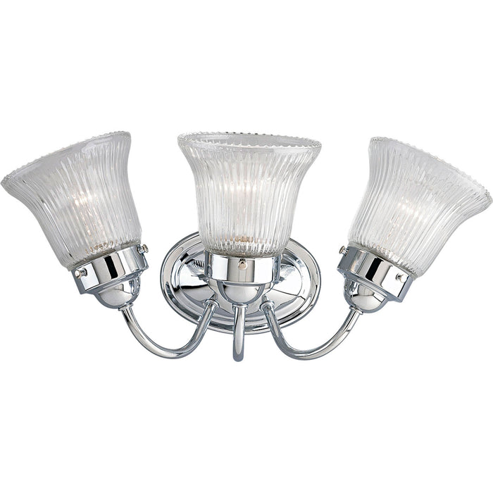 Myhouse Lighting Progress Lighting - P3289-15 - Three Light Bath Bracket - Fluted Glass-Clear - Polished Chrome