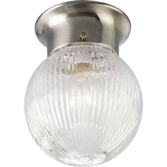 Myhouse Lighting Progress Lighting - P3599-09 - One Light Flush Mount - Globe - Clear Ribbed - Brushed Nickel