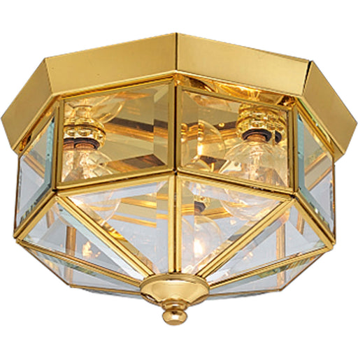 Myhouse Lighting Progress Lighting - P5788-10 - Three Light Flush Mount - Beveled Glass - Polished Brass