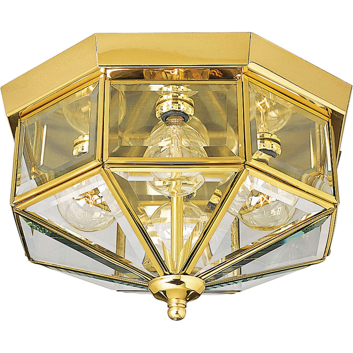 Myhouse Lighting Progress Lighting - P5789-10 - Four Light Flush Mount - Beveled Glass - Polished Brass