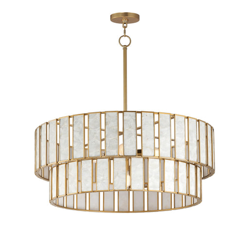 Myhouse Lighting Maxim - 12806CZNAB - Six Light Chandelier - Miramar - Capiz / Natural Aged Brass