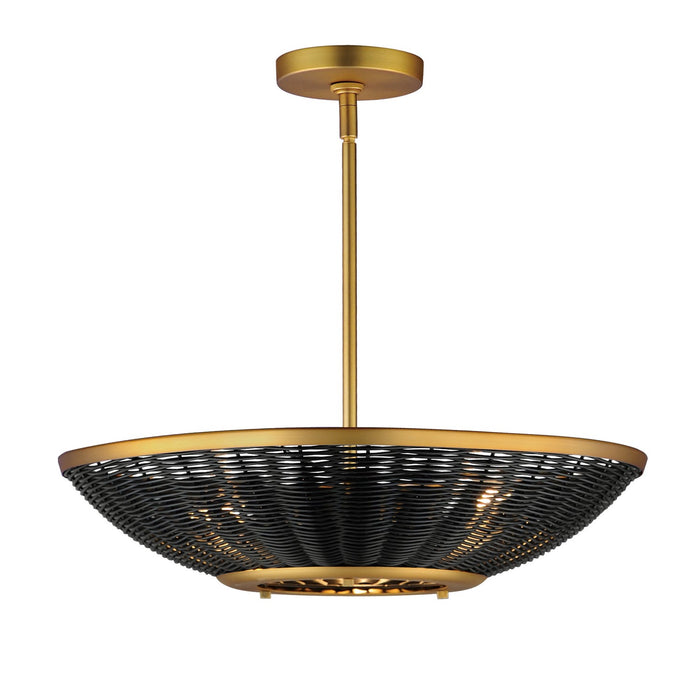 Myhouse Lighting Maxim - 14462BRNAB - Three Light Pendant - Rattan - Natural Aged Brass