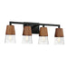 Myhouse Lighting Maxim - 21624CLWNBK - Four Light Bath Vanity - Carpenter - Walnut / Black