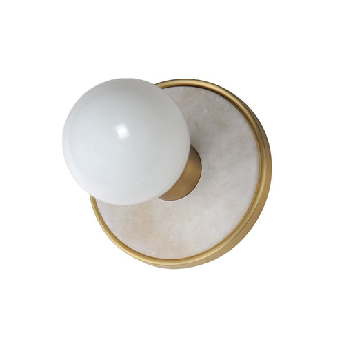 Myhouse Lighting Maxim - 26091WANAB - One Light Wall Sconce - Hollywood - Whit Alabaster / Natural Aged Brass
