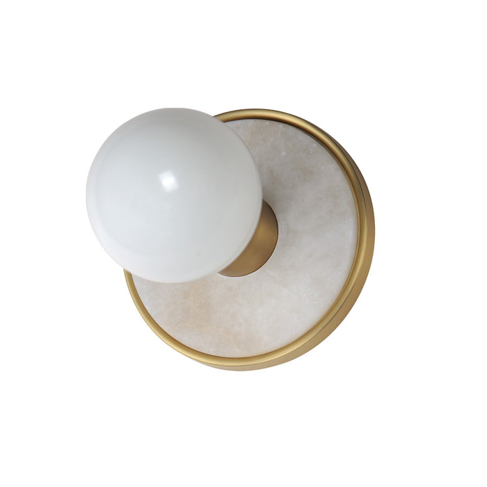 Myhouse Lighting Maxim - 26091WANAB - One Light Wall Sconce - Hollywood - Whit Alabaster / Natural Aged Brass