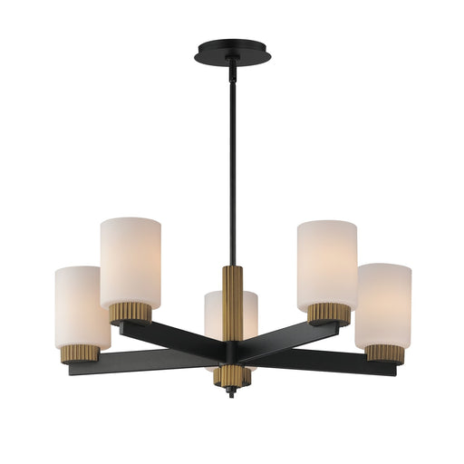 Myhouse Lighting Maxim - 32655SWBKAB - Five Light Chandelier - Ruffles - Black / Antique Brass