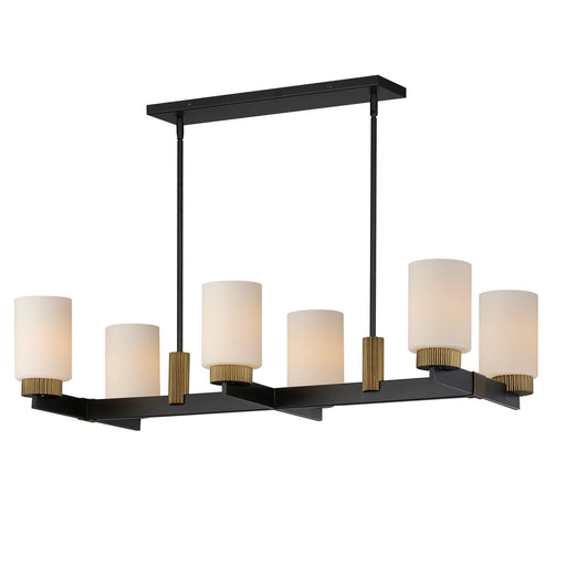 Myhouse Lighting Maxim - 32656SWBKAB - Six Light Linear Chandelier - Ruffles - Black / Antique Brass