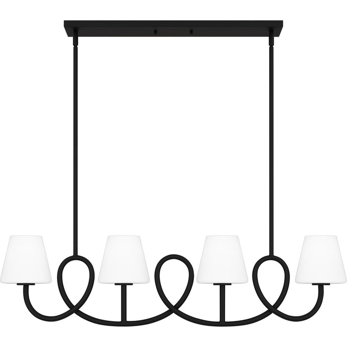 Myhouse Lighting Quoizel - ATK440MBK - Four Light Linear Chandelier - Atkins - Matte Black