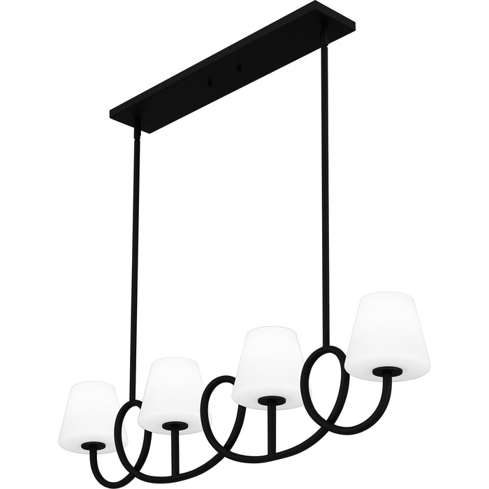 Myhouse Lighting Quoizel - ATK440MBK - Four Light Linear Chandelier - Atkins - Matte Black