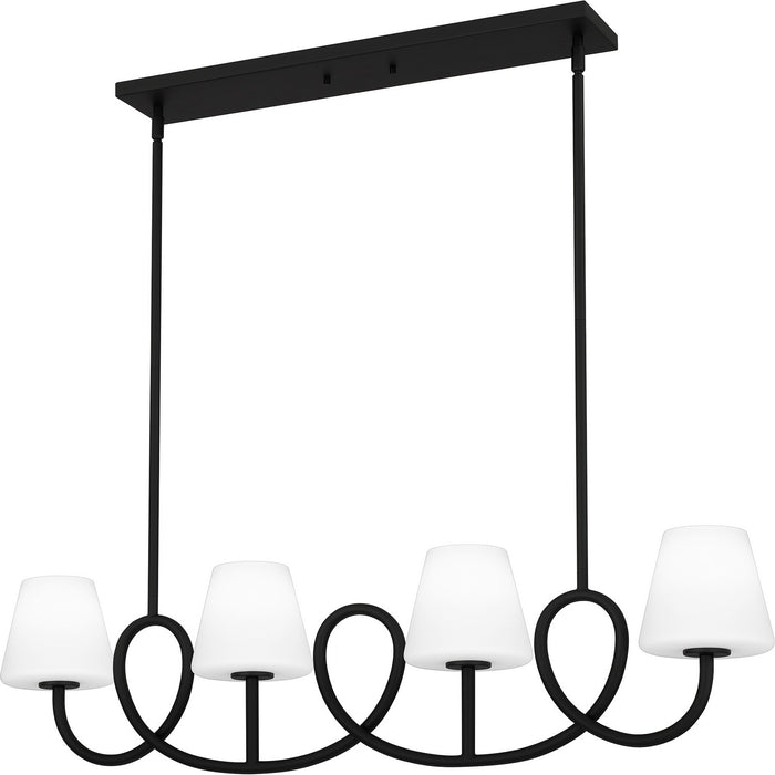 Myhouse Lighting Quoizel - ATK440MBK - Four Light Linear Chandelier - Atkins - Matte Black