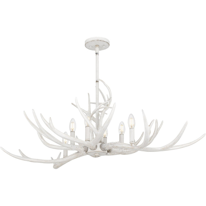 Myhouse Lighting Quoizel - BSH640AWH - Six Light Linear Chandelier - Brosh - Antique White