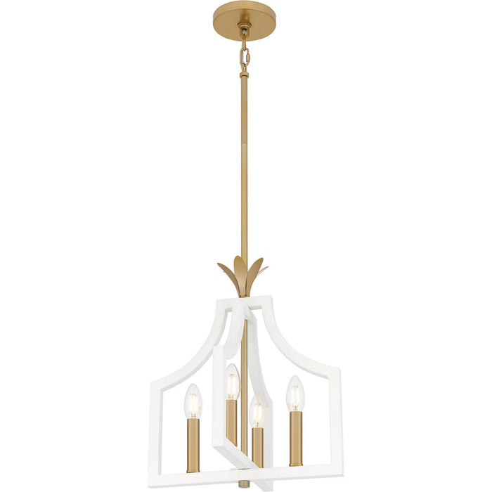 Myhouse Lighting Quoizel - DSL1814W - Four Light Pendant - Dusty Lane - Matte White