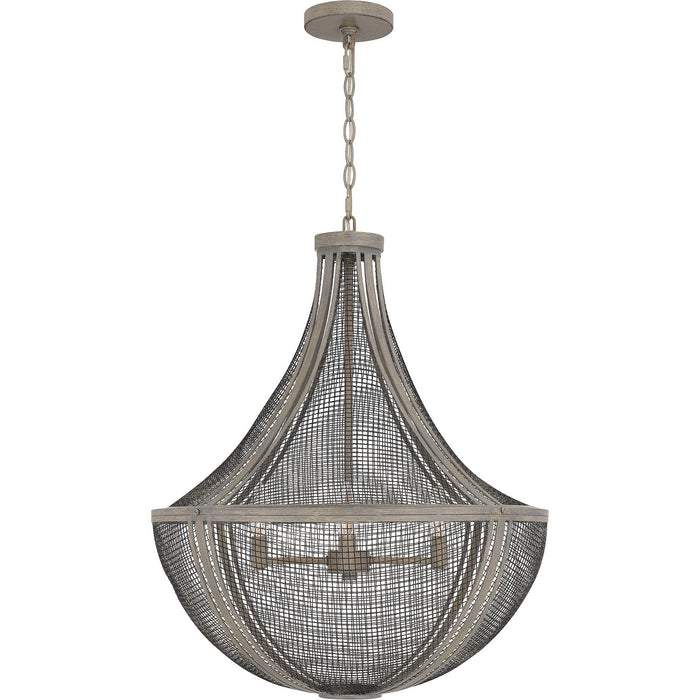 Myhouse Lighting Quoizel - HLE2822DGW - Four Light Pendant - Hallie - Distressed Grey Wood