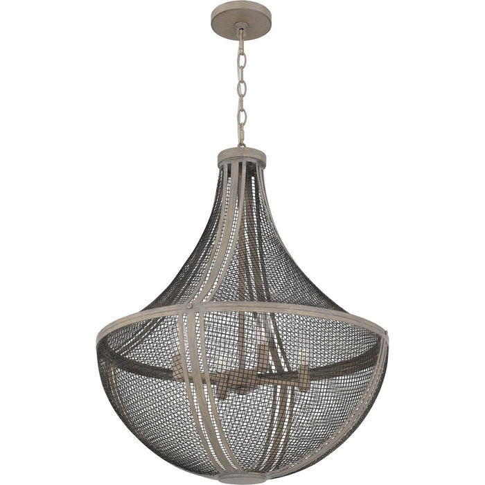 Myhouse Lighting Quoizel - HLE2822DGW - Four Light Pendant - Hallie - Distressed Grey Wood