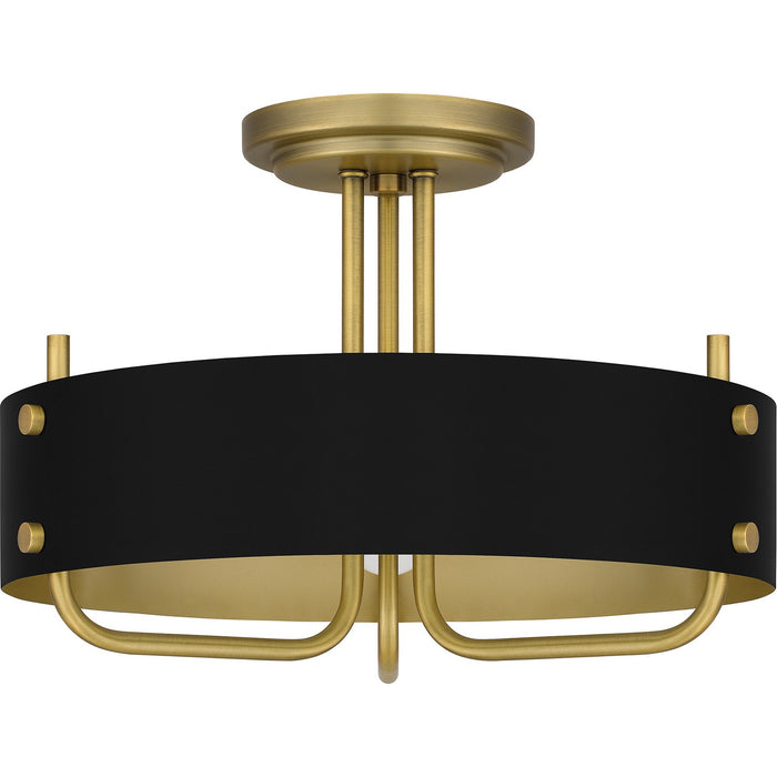 Myhouse Lighting Quoizel - MAD1717AB - Three Light Semi Flush Mount - Madden - Aged Brass