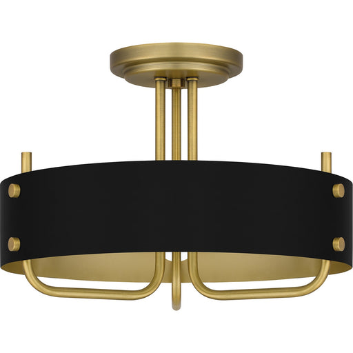 Myhouse Lighting Quoizel - MAD1717AB - Three Light Semi Flush Mount - Madden - Aged Brass