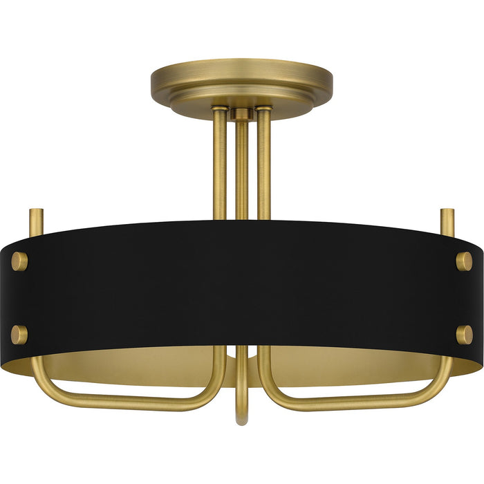 Myhouse Lighting Quoizel - MAD1717AB - Three Light Semi Flush Mount - Madden - Aged Brass