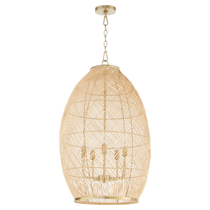 Myhouse Lighting Quorum - 6900-5-80 - Five Light Pendant - Rattan - Aged Brass