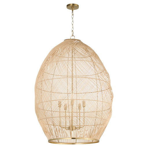 Myhouse Lighting Quorum - 6901-5-80 - Five Light Pendant - Rattan - Aged Brass