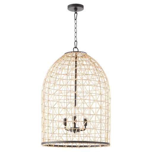 Myhouse Lighting Quorum - 6902-3-59 - Three Light Pendant - Rattan - Matte Black