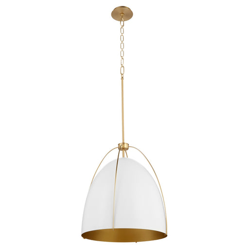 Myhouse Lighting Quorum - 860-3-0880 - Three Light Pendant - Jamie - Studio White w/ Aged Brass