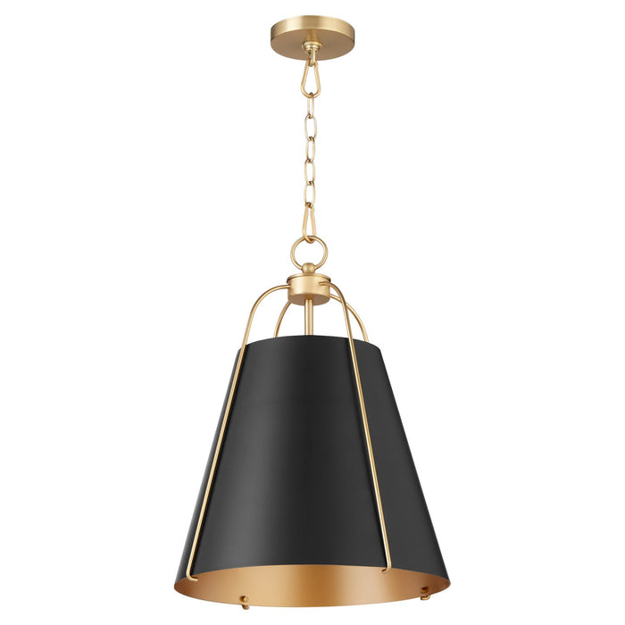 Myhouse Lighting Quorum - 861-1-5980 - One Light Pendant - Jamie - Matte Black w/ Aged Brass