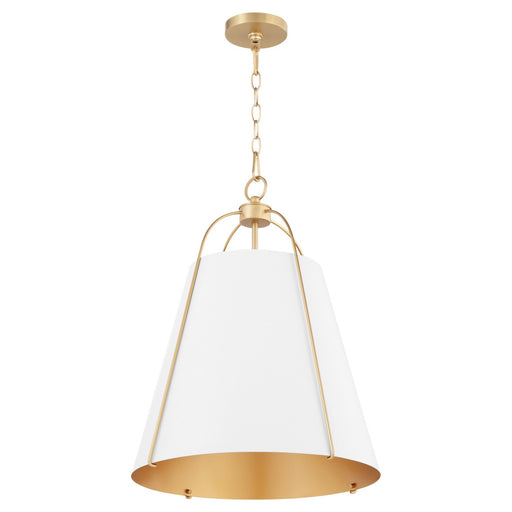 Myhouse Lighting Quorum - 861-3-0880 - Three Light Pendant - Jamie - Studio White w/ Aged Brass