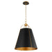 Myhouse Lighting Quorum - 861-3-5980 - Three Light Pendant - Jamie - Matte Black w/ Aged Brass