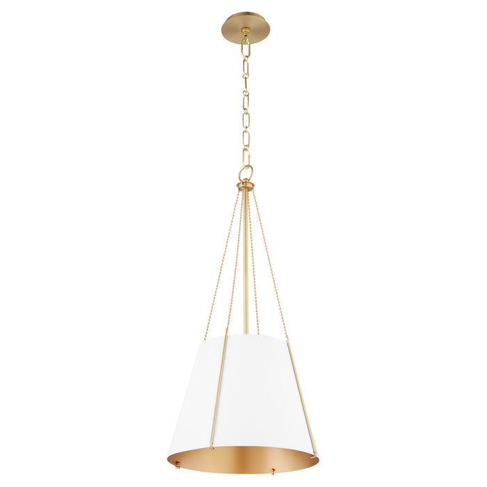 Myhouse Lighting Quorum - 862-1-0880 - One Light Pendant - Denise - Studio White w/ Aged Brass