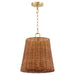 Myhouse Lighting Quorum - 8893-13-80 - Three Light Pendant - Wicker - Aged Brass