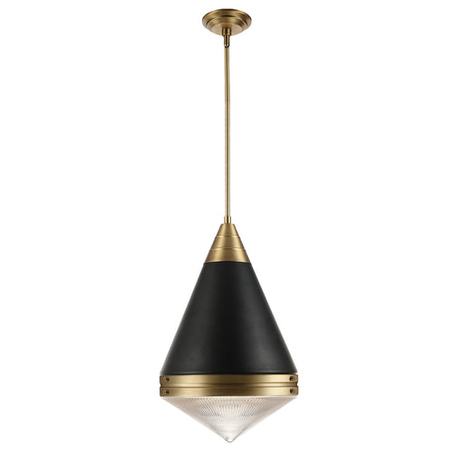 Myhouse Lighting Maxim - 10396PRBKNAB - One Light Pendant - Hargreaves - Black / Natural Aged Brass