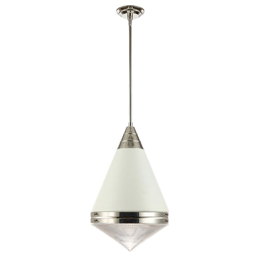 Myhouse Lighting Maxim - 10396PRWTPN - One Light Pendant - Hargreaves - White / Polished Nickel