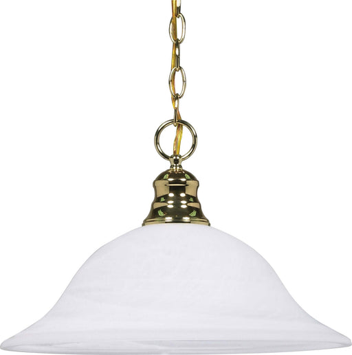 Myhouse Lighting Nuvo Lighting - 60-392 - One Light Pendant - Alabaster Glass Hanging Dome - Polished Brass